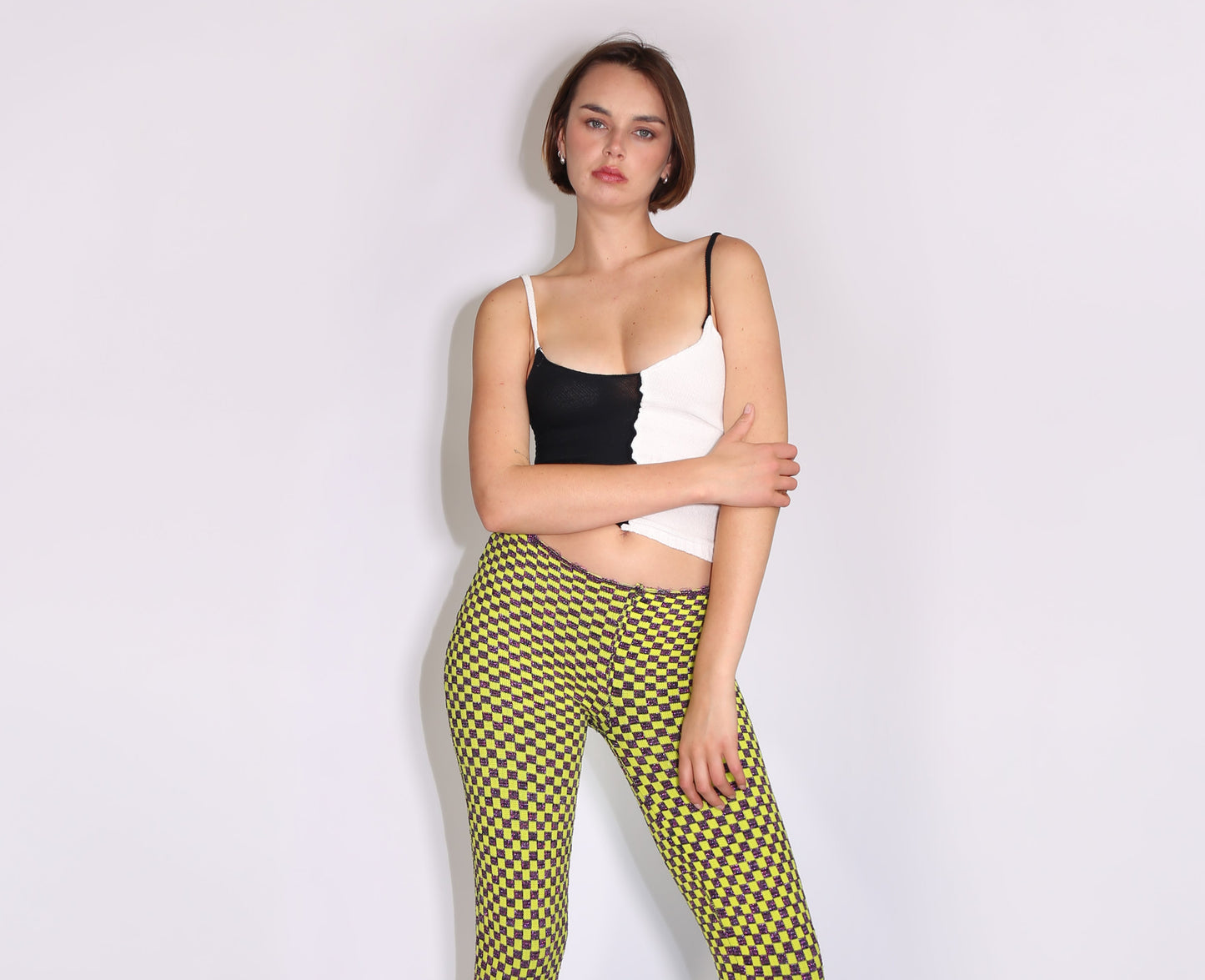Reversible Checkered Flare Pants