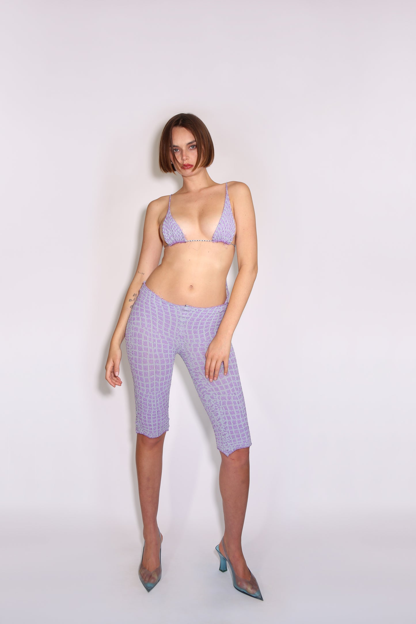 Crocodile Print Capris - Shimmer Baby Purple