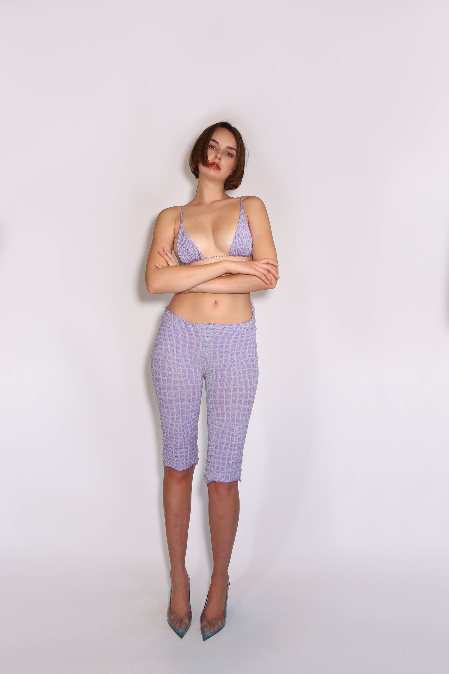 Crocodile Print Capris - Shimmer Baby Purple
