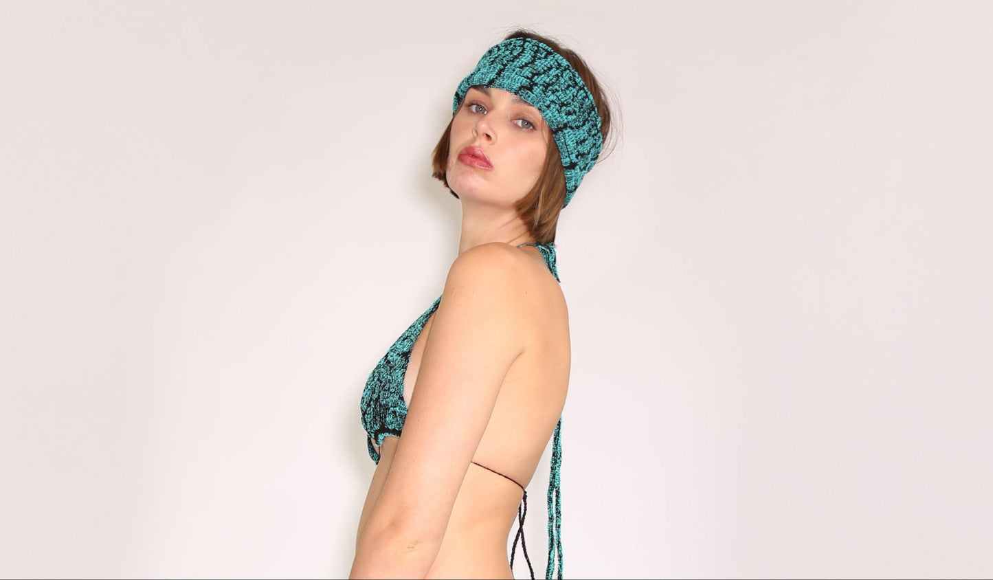 Crocodile Print Headband - Turquoise & Black