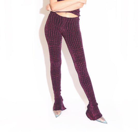 Flare Pants - Purple and Pink Crocodile Print