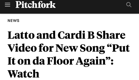 Pitchfork: Latto and Cardi B Share Video for New Song "Put It on da Floor Again"