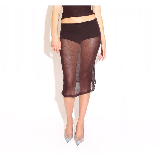 Sheer Midi Skirt - Brown
