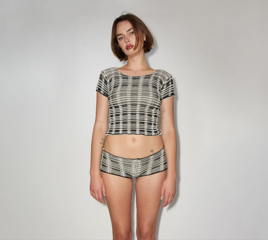 Faux Sheer Plaid T Shirt