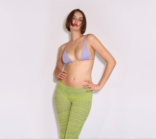 Checkered Bikini Top - Shimmer Baby Purple
