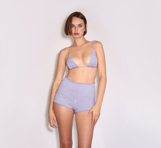 Checkered Bikini Top - Shimmer Baby Purple