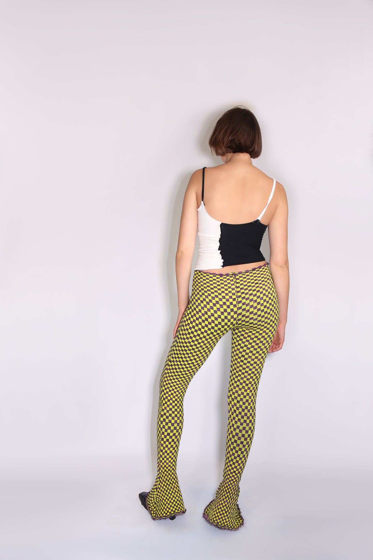 Reversible Checkered Flare Pants