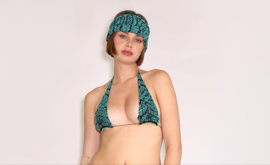 Crocodile Print Headband - Turquoise & Black