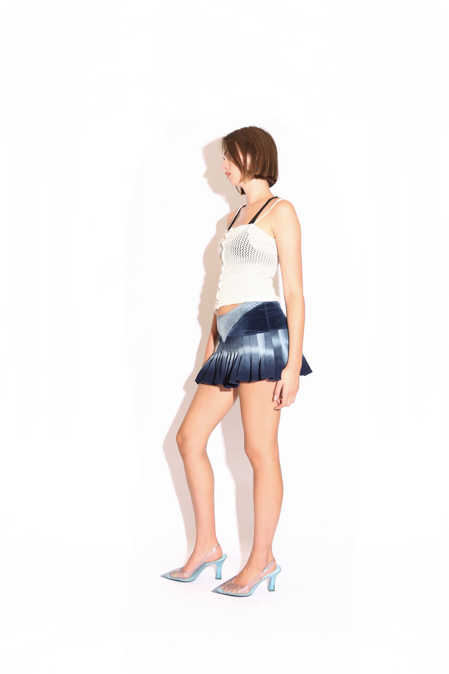 Upcycled Deadstock Pleated Mini Skirt