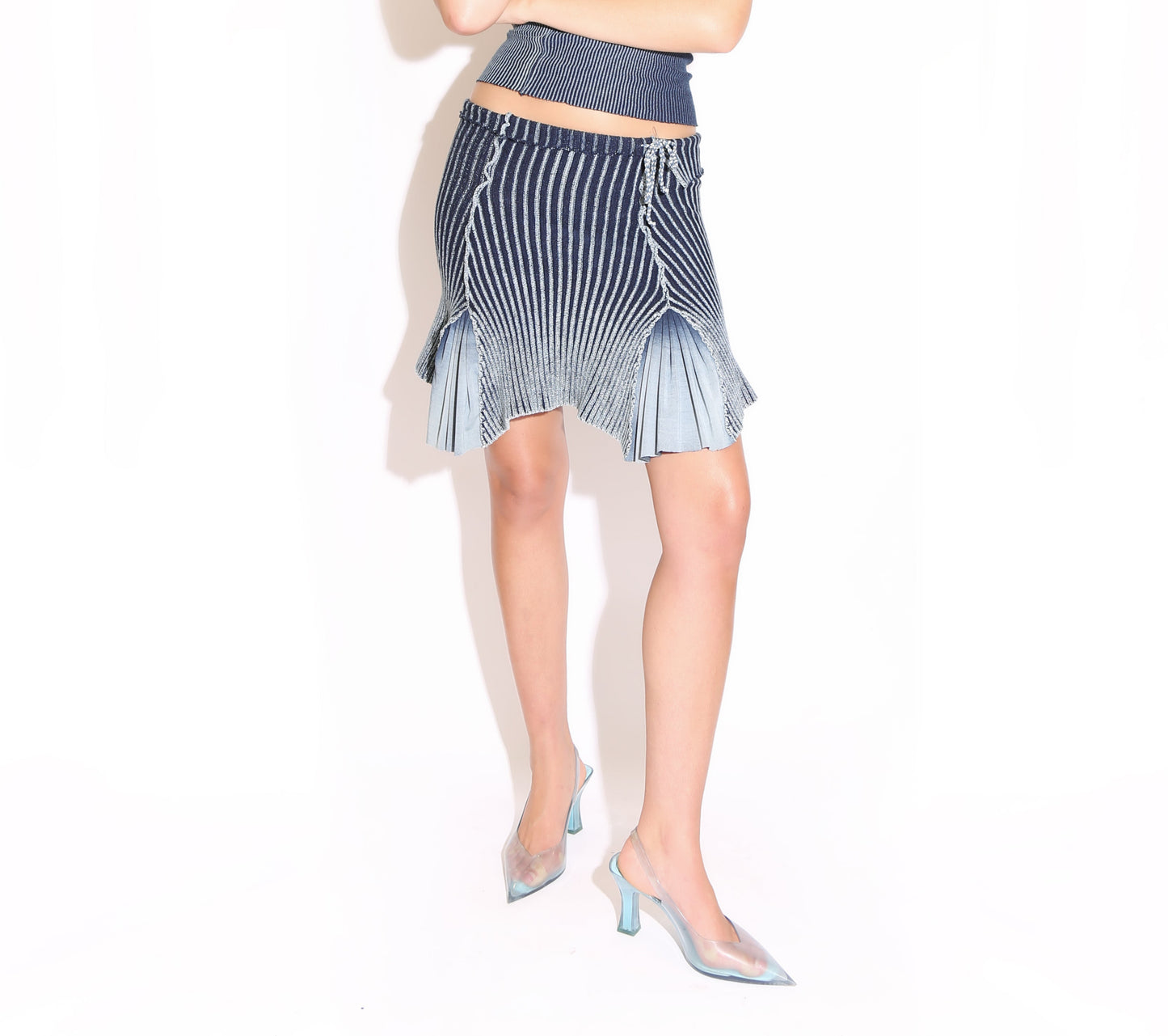 Upcycled Deadstock Ribbed & Pleated Skirt