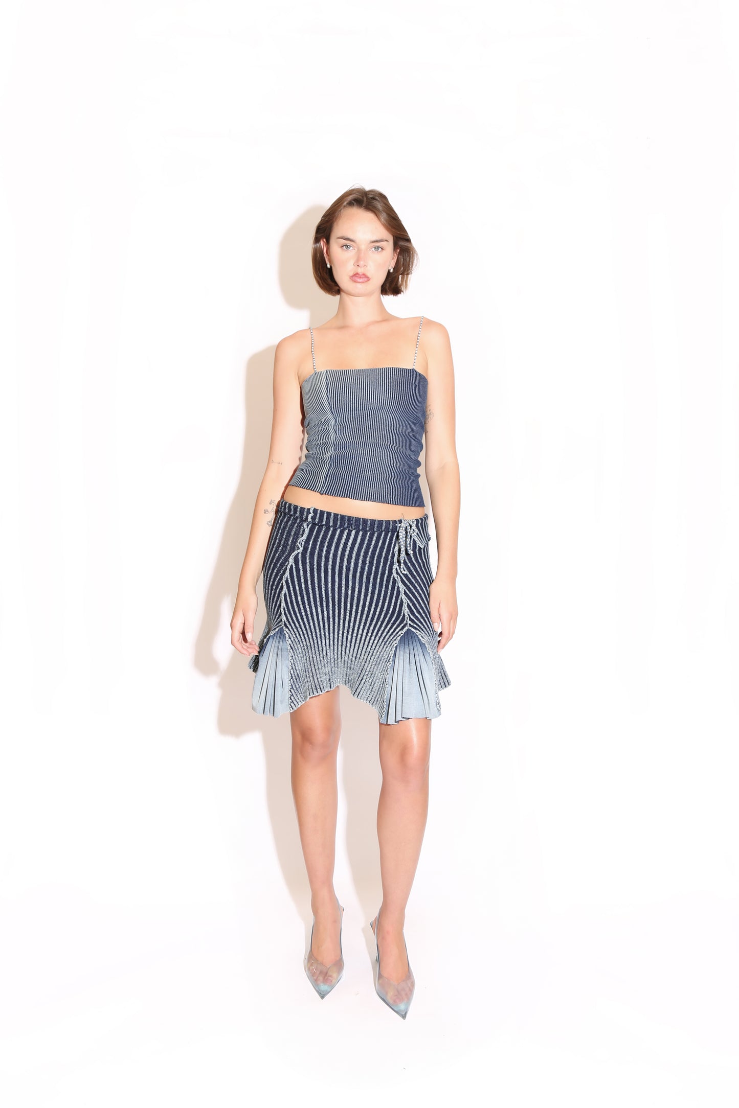 Upcycled Deadstock Ribbed & Pleated Skirt