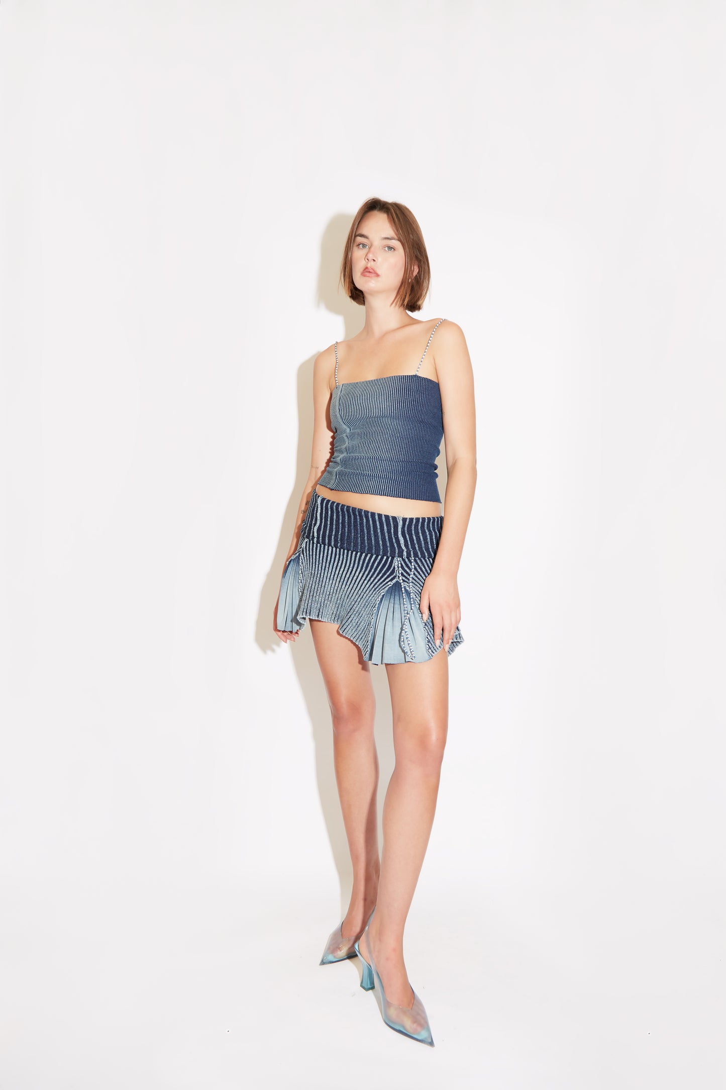 Upcycled Deadstock Ribbed & Pleated Skirt