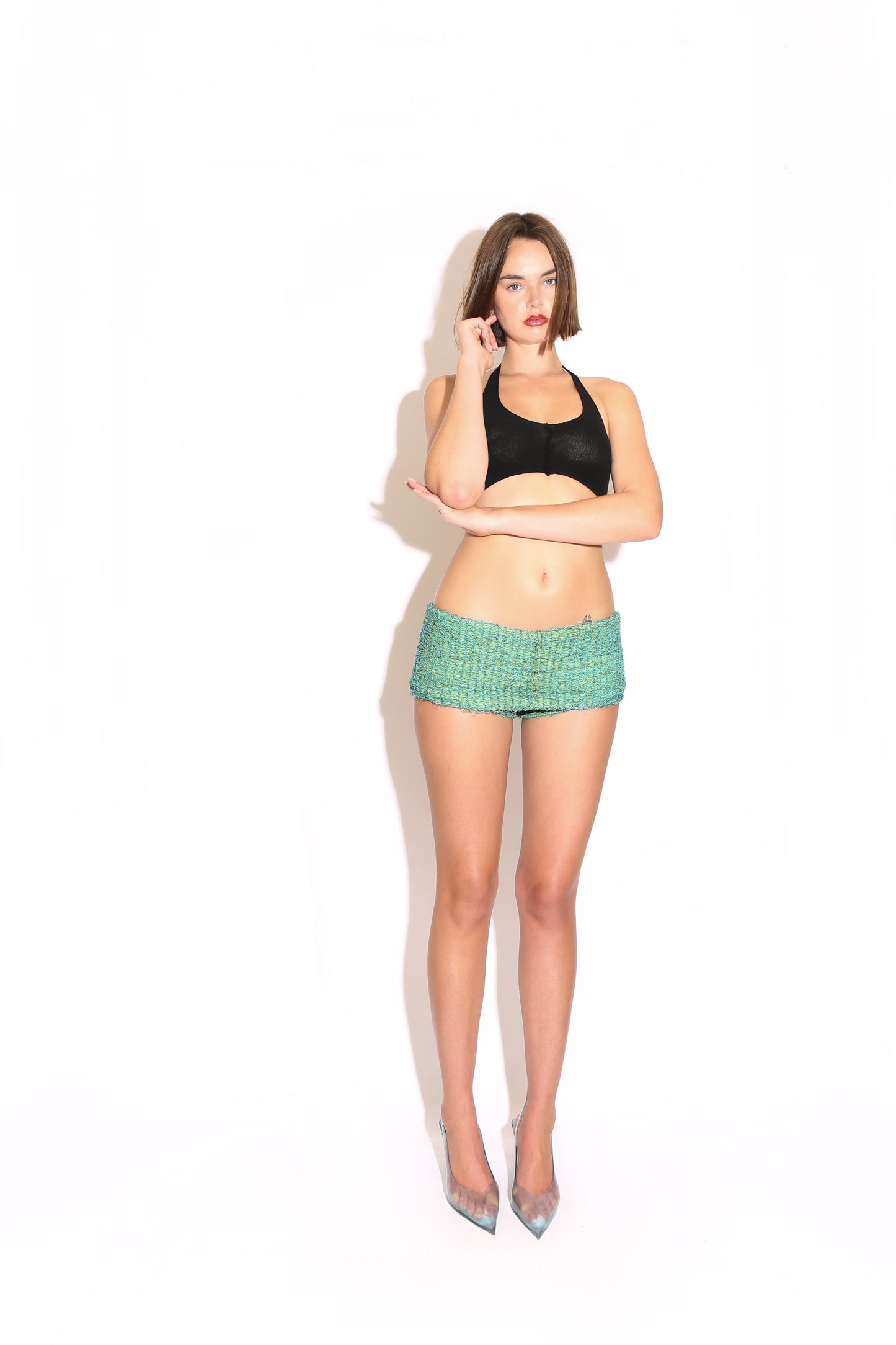 Foldover Micro Shorts - Green