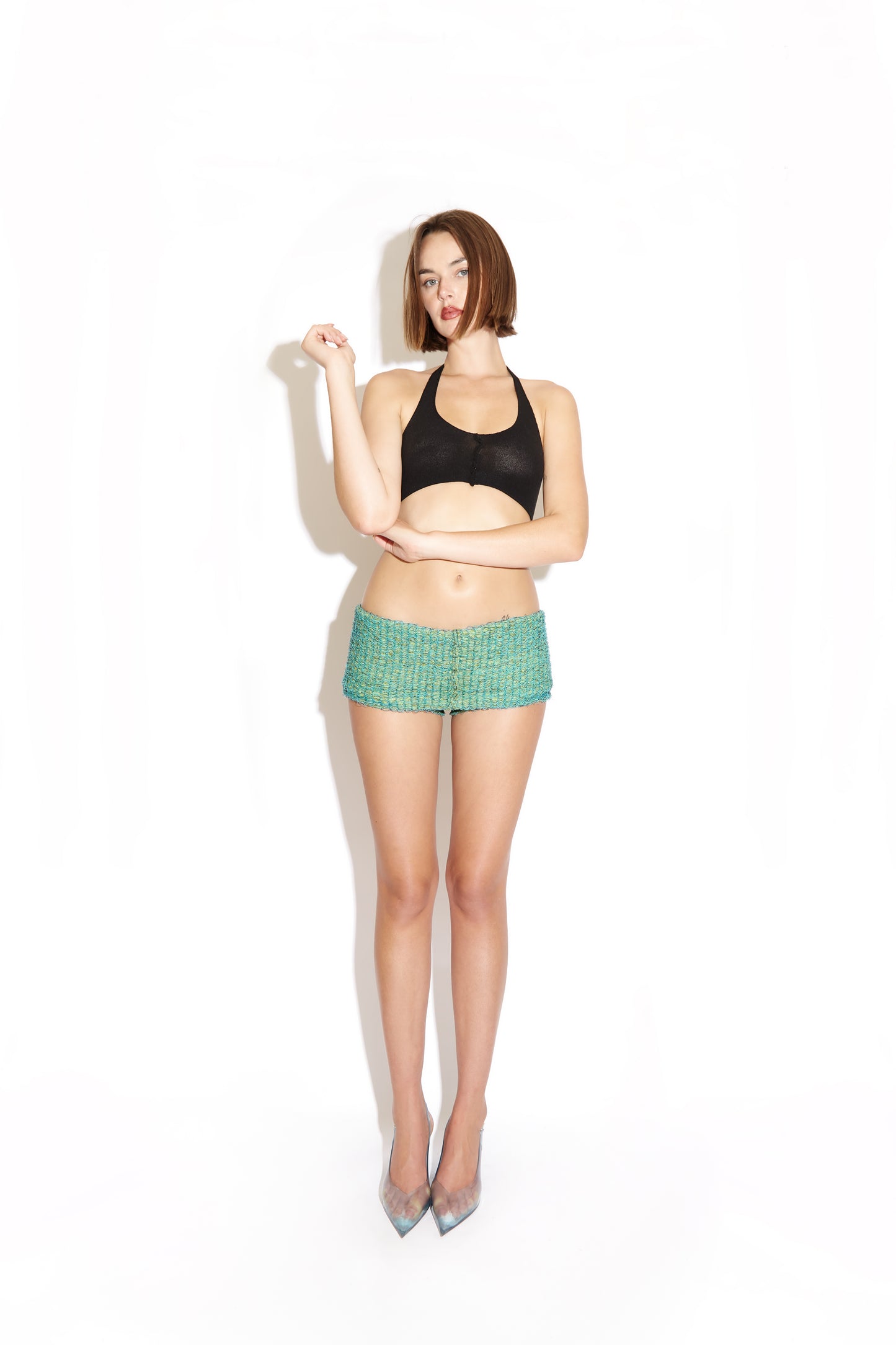 Foldover Micro Shorts - Green