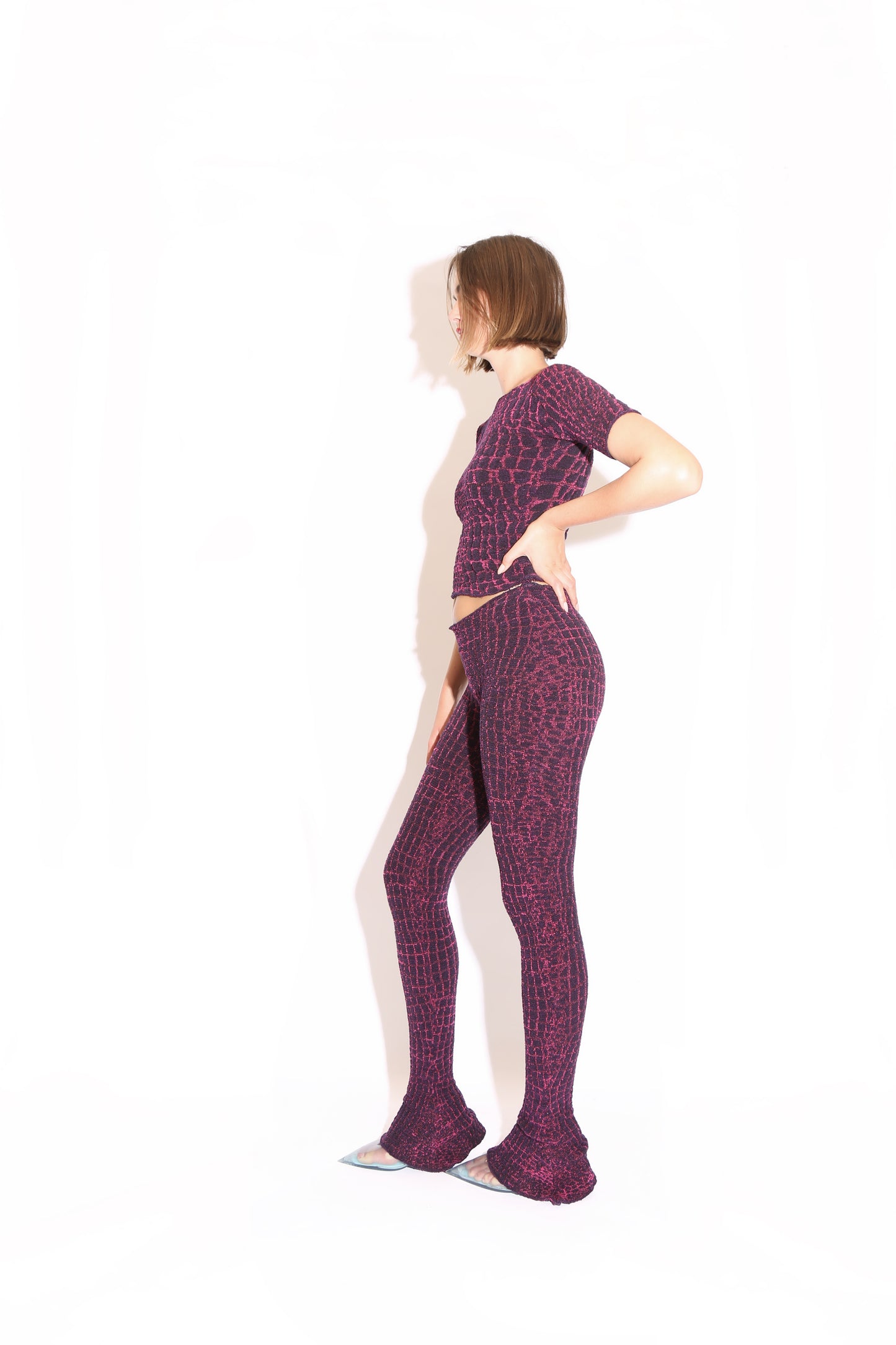 Flare Pants - Purple and Pink Crocodile Print