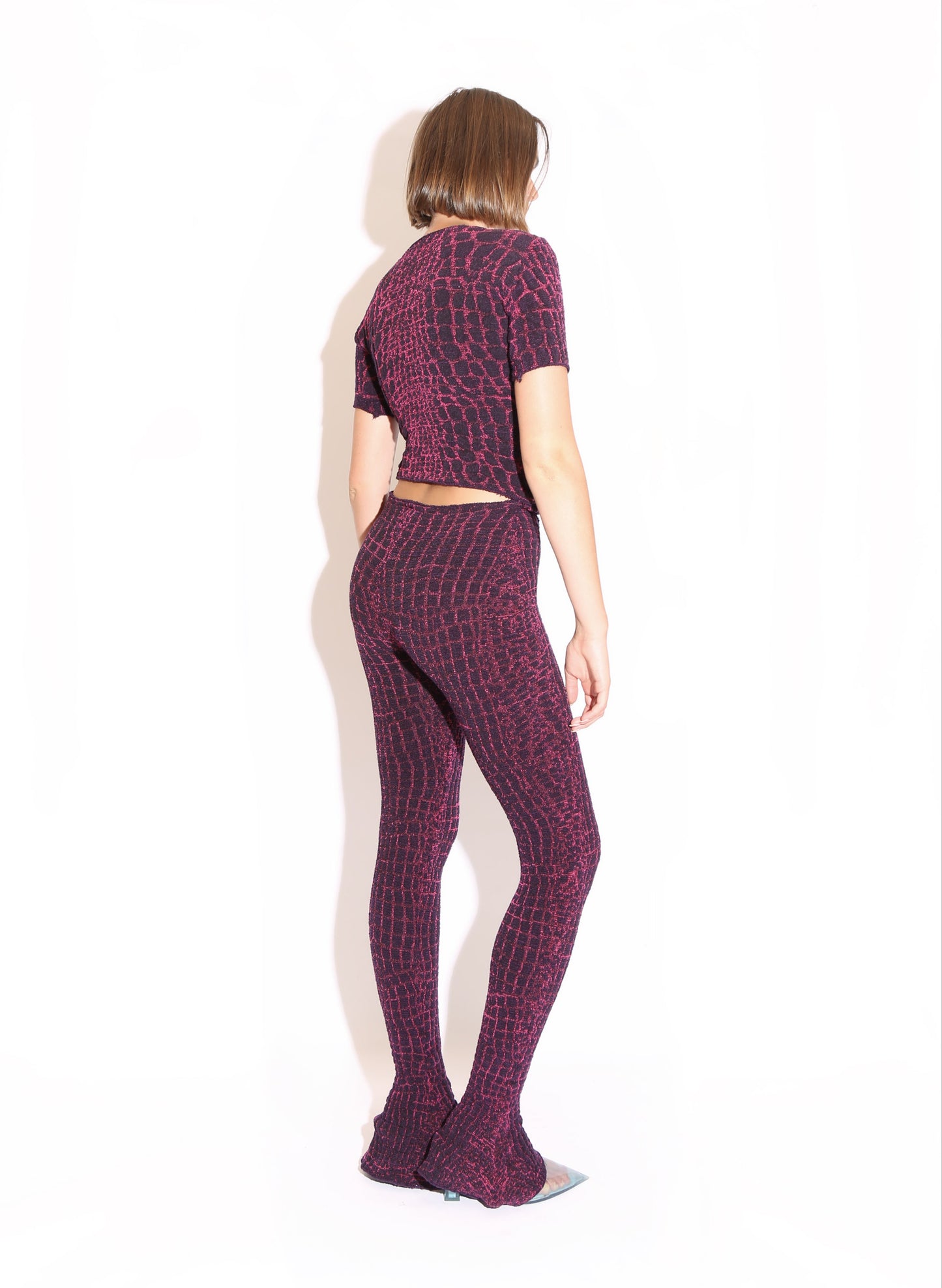 Flare Pants - Purple and Pink Crocodile Print