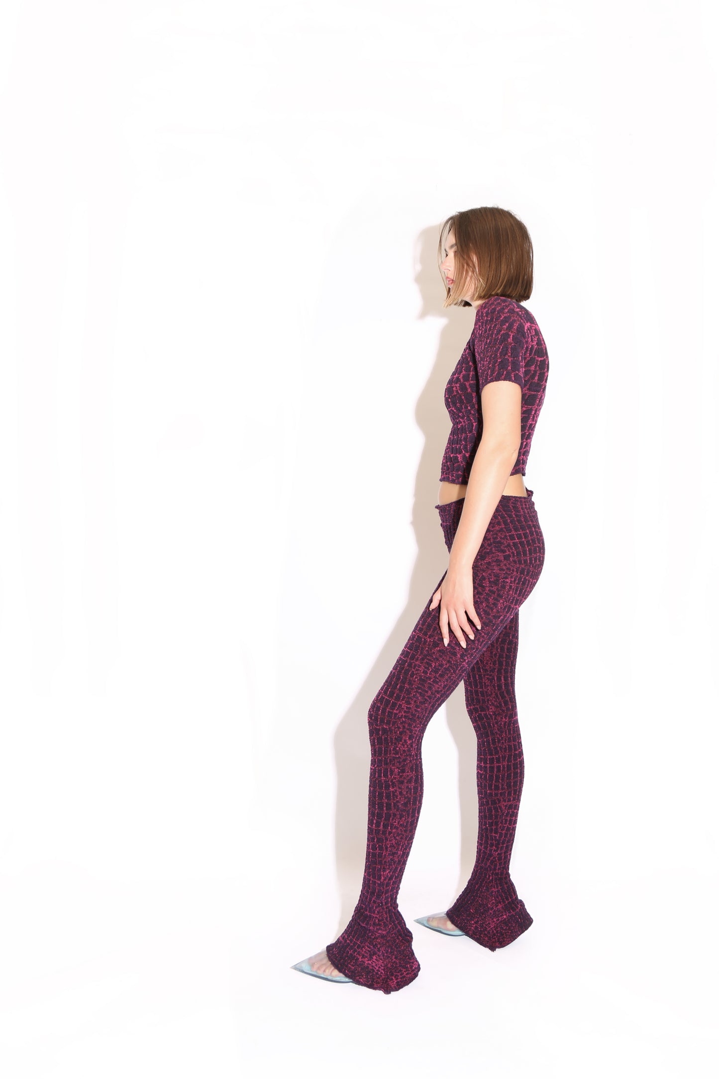 Flare Pants - Purple and Pink Crocodile Print