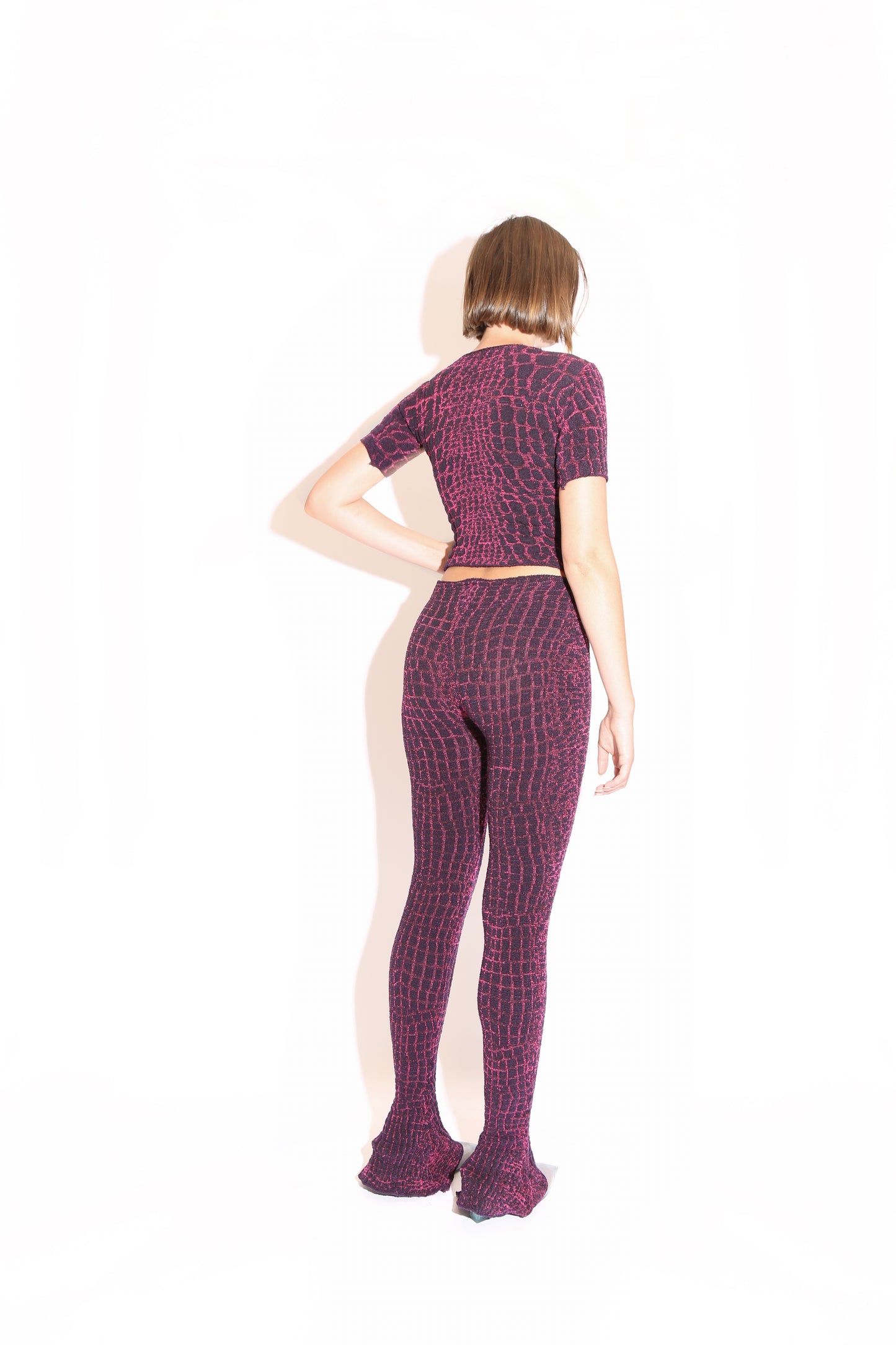 Flare Pants - Purple and Pink Crocodile Print