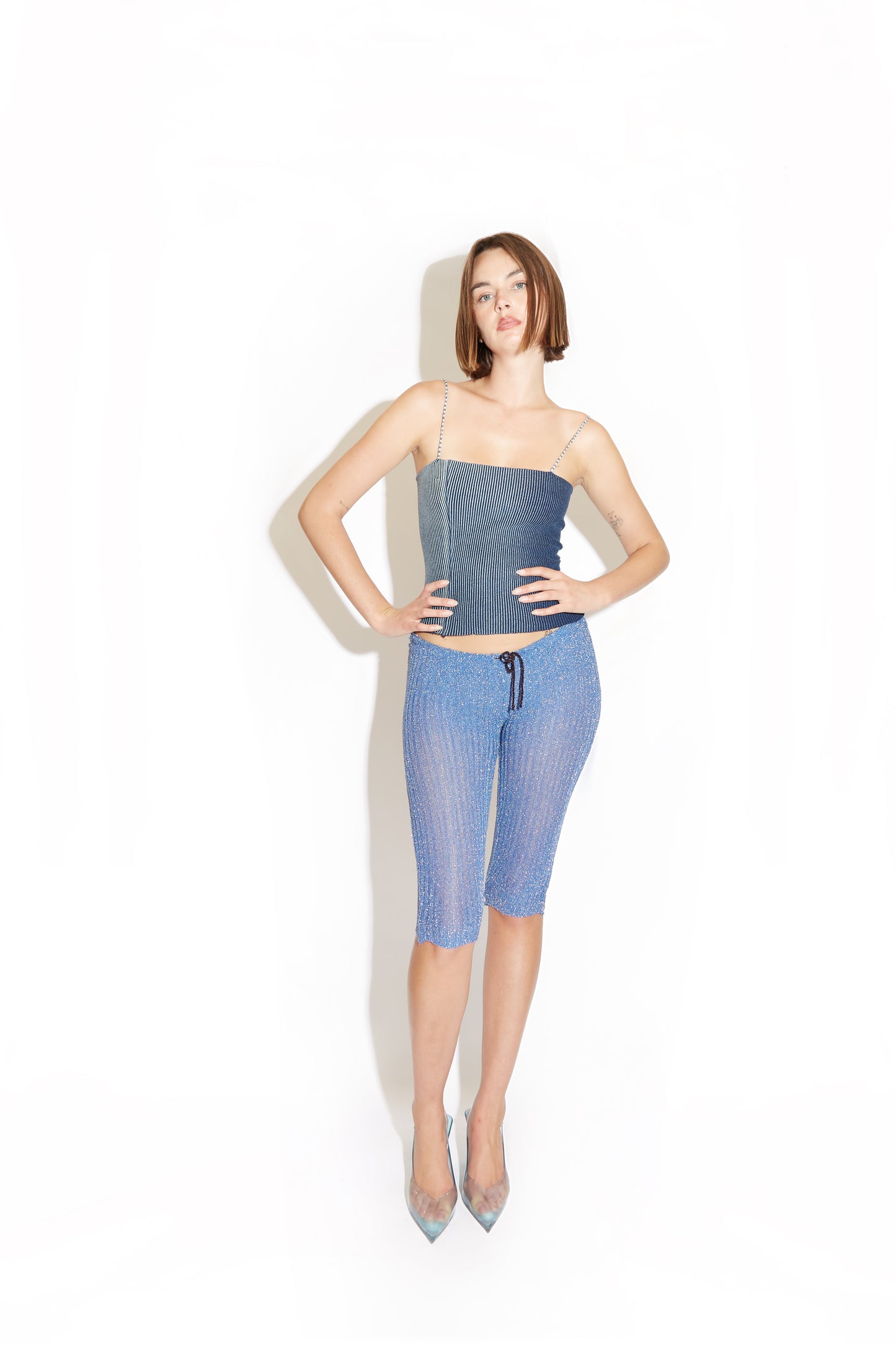 Capris - Sheer Shimmer Blue
