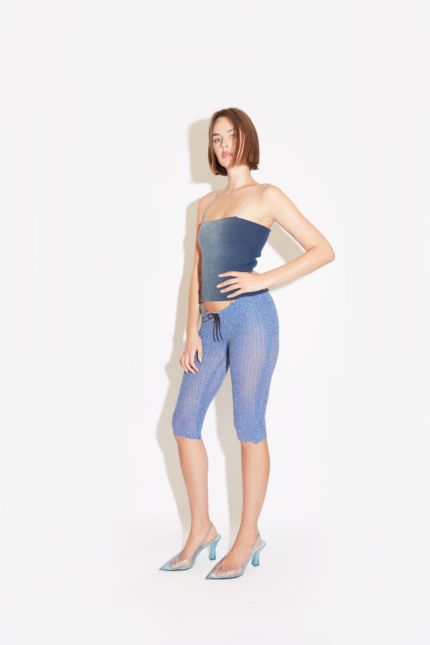 Capris - Sheer Shimmer Blue