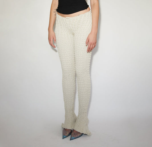 Bio-Crocodile Skin Flare Pants -- Albino