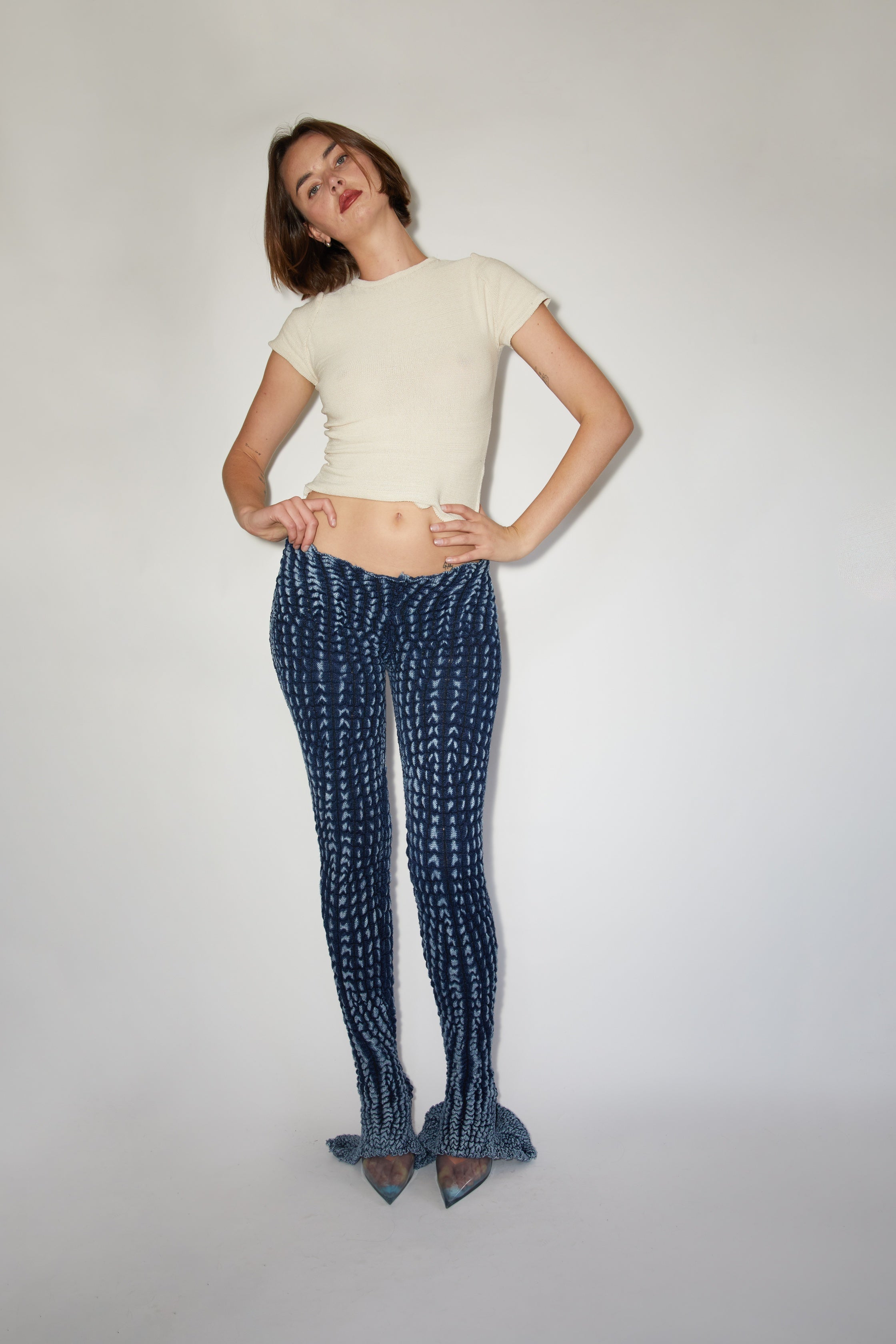 Bio-Crocodile Skin Flare Pants -- Viper Indigo – Knorts Knit Denim