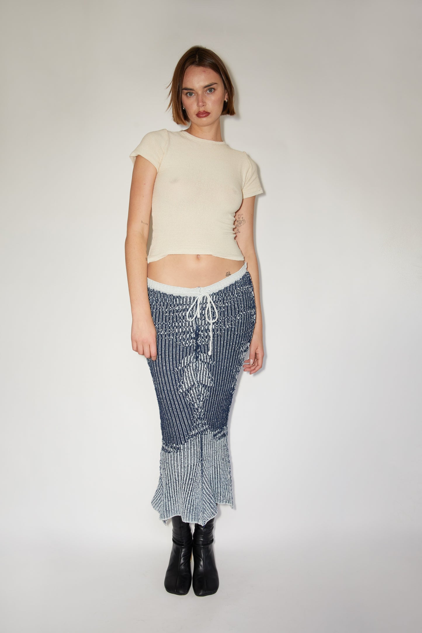 Faux Fade Rib Midi Skirt