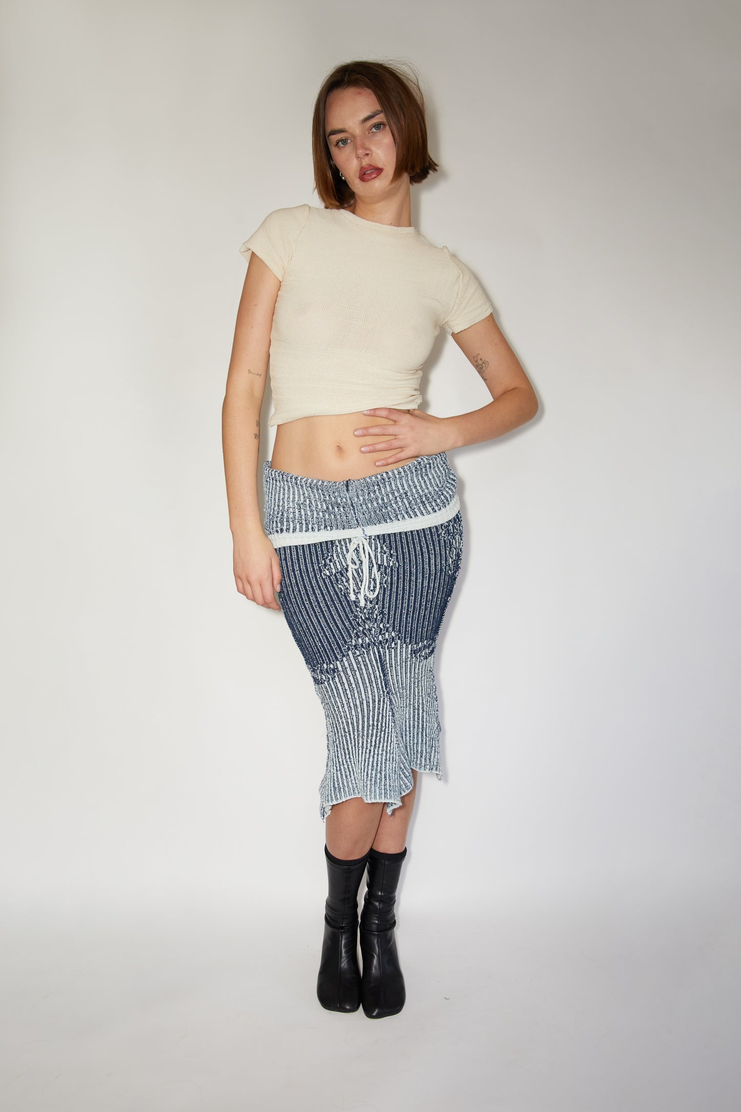 Faux Fade Rib Midi Skirt
