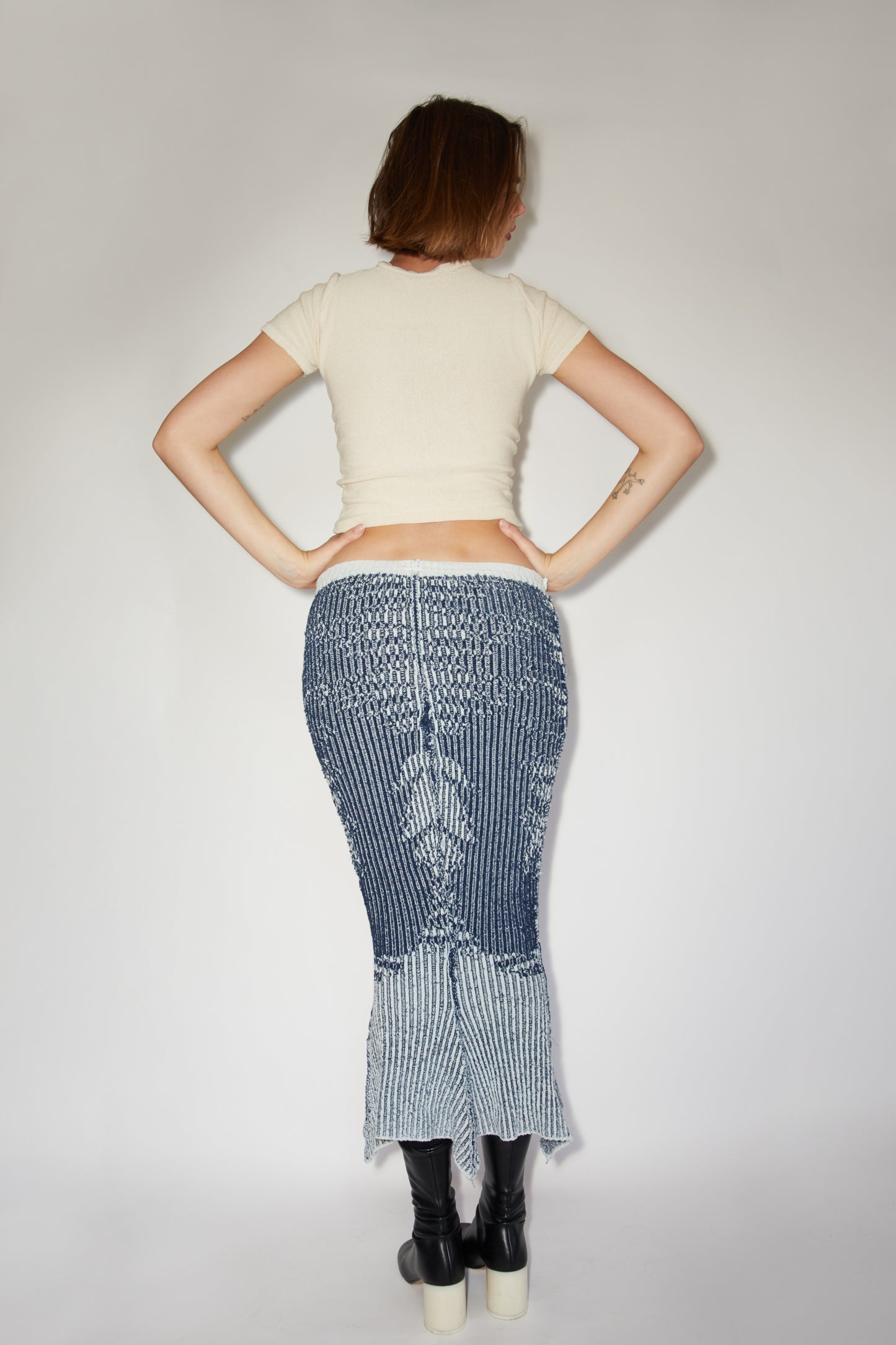 Faux Fade Rib Midi Skirt