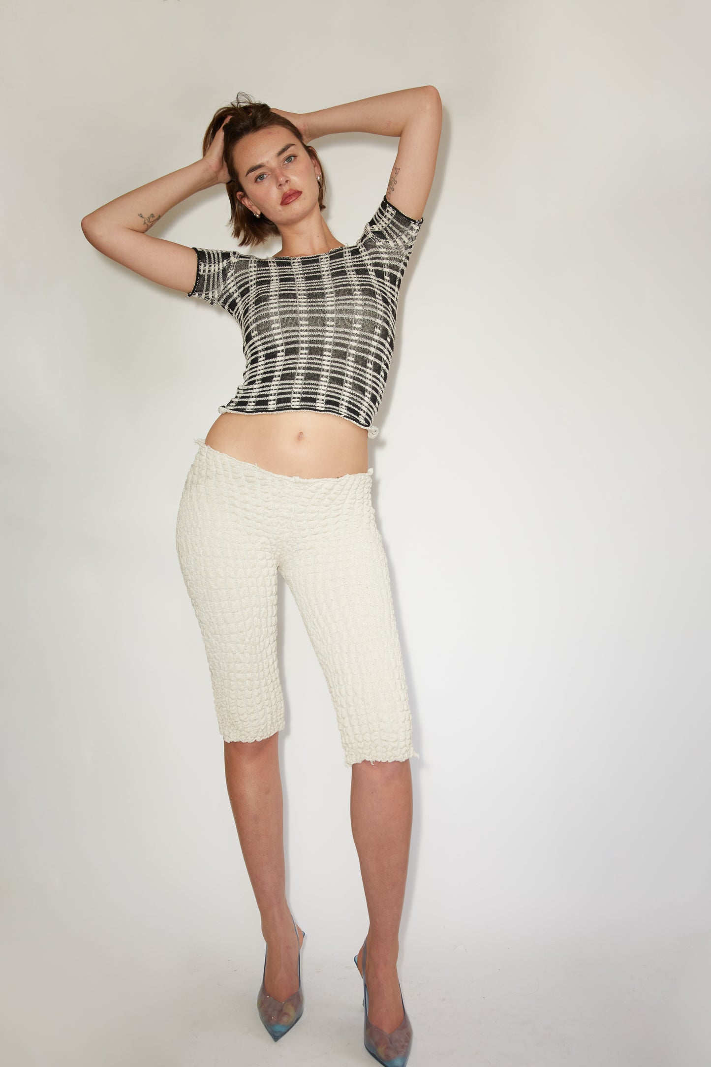 Faux Sheer Plaid T Shirt