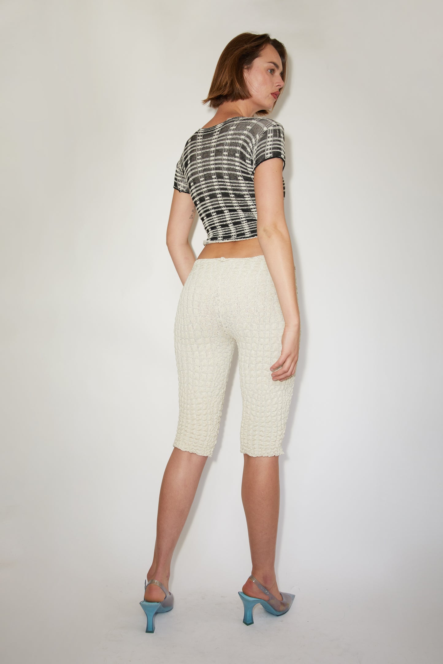 Faux Sheer Plaid T Shirt