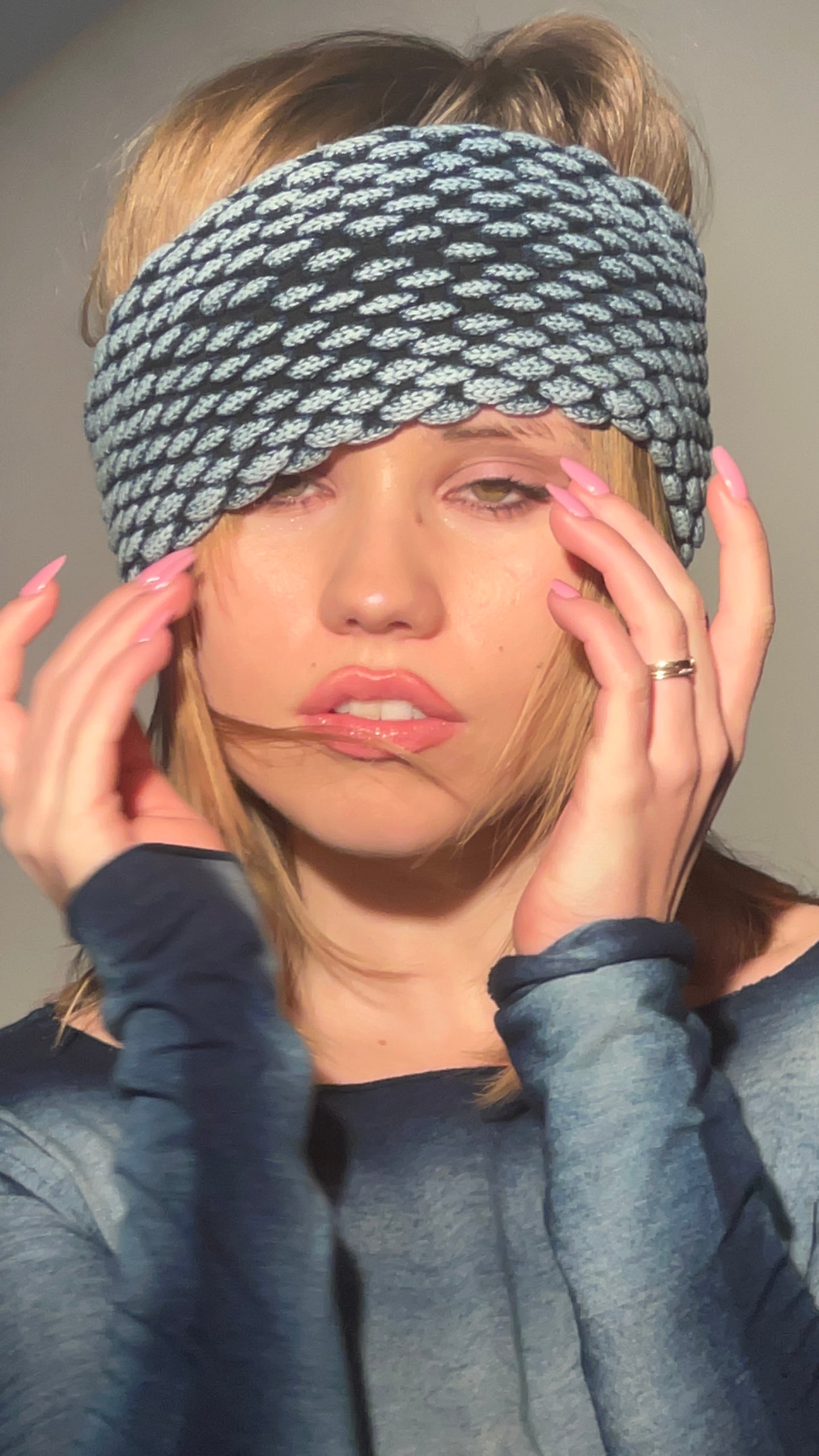 Crocodile Skin Headband Knorts Knit Denim