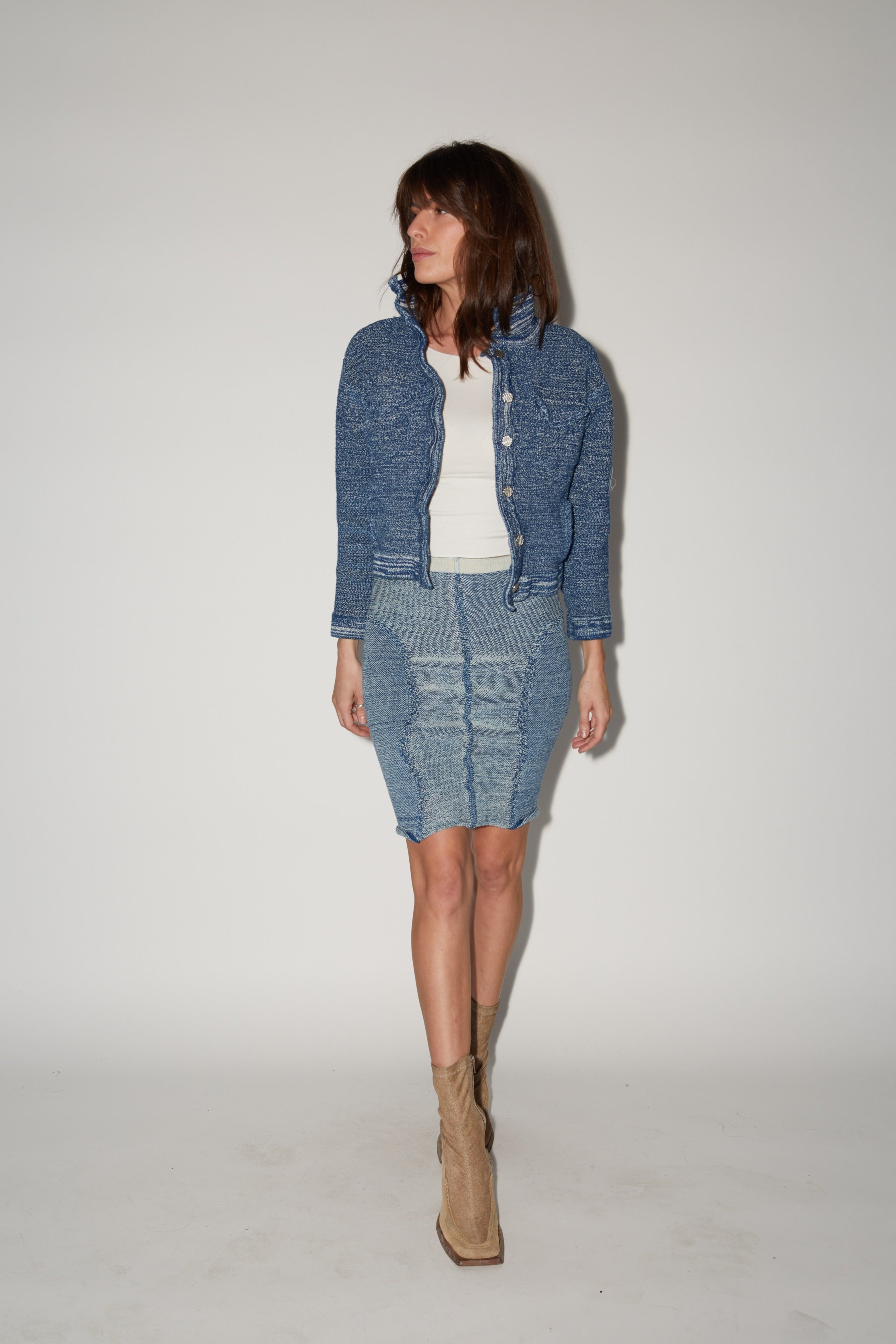 Tweed Half Moon Midi Skirt – Knorts Knit Denim